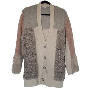 Stella McCartney Faux Fur Panel Oversized Cardigan, EU36